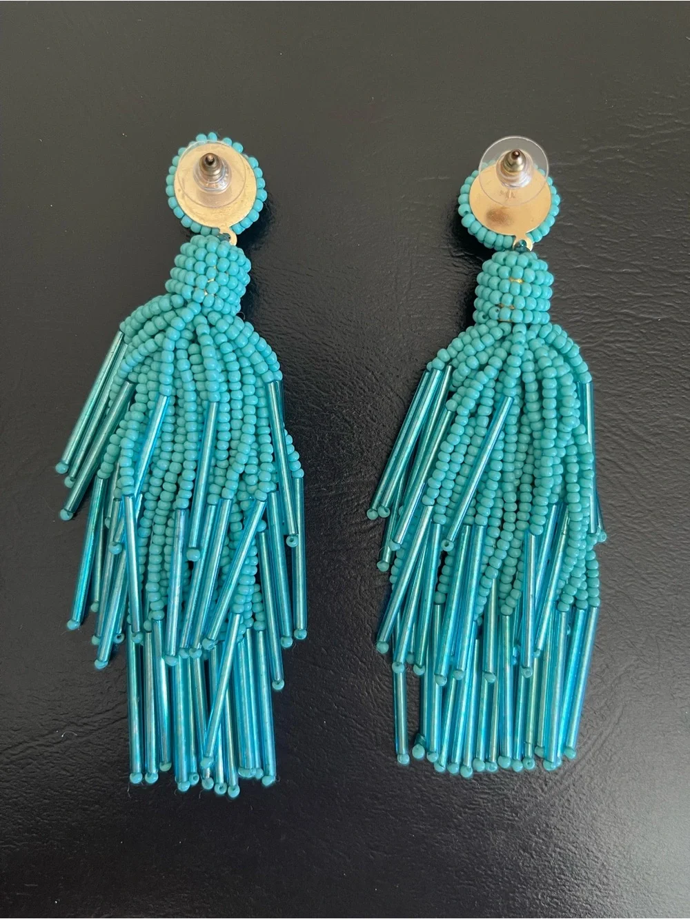 Piper.k Turquoise hand Beaded Tassel Statement Earrings._4
